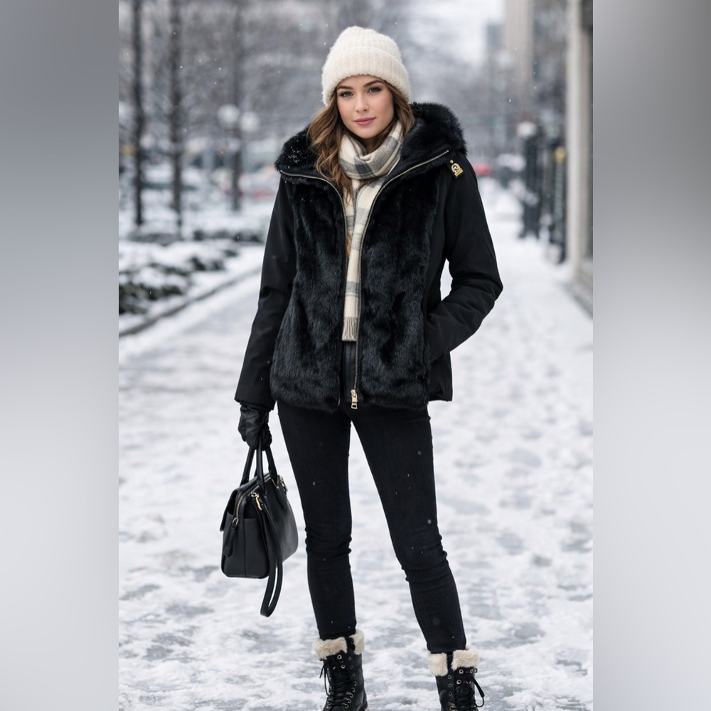 New With Tags Invicta Faux fur black Winter Jacket sz L